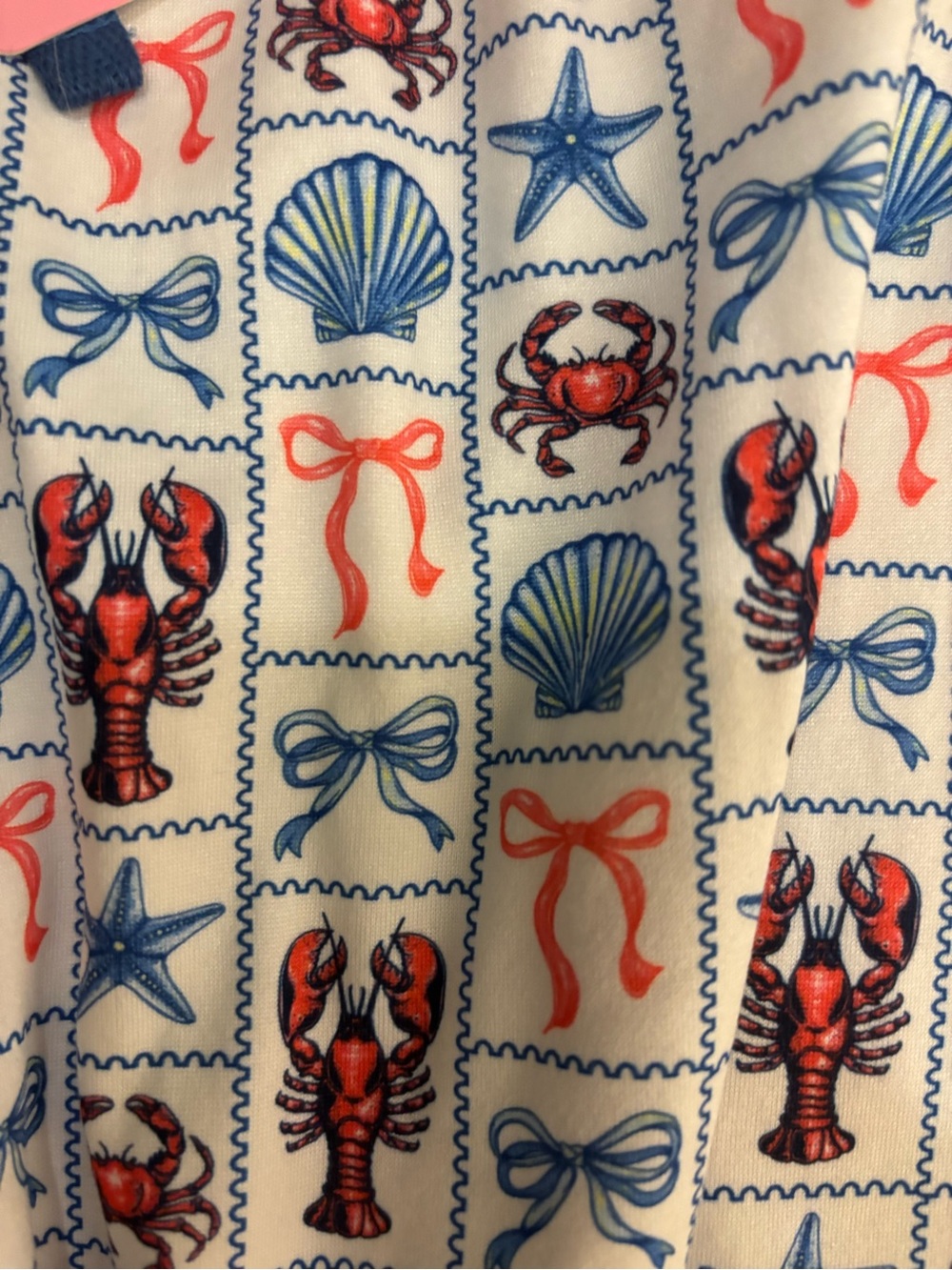 Simply Southern Nautical Shell & Lobster Print Lounge Pants in White, Blue, Red - Picture 3 of 3